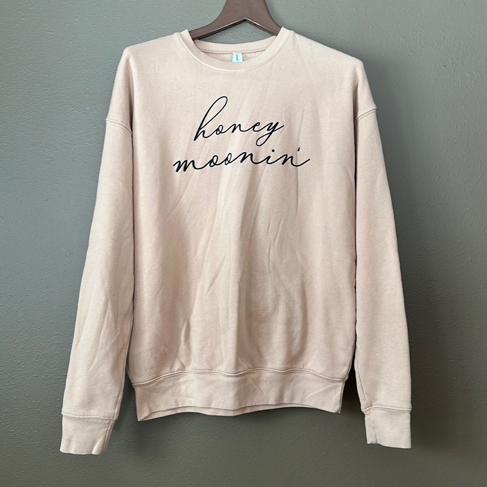 Women’s ‘Honey Moonin’ crewneck sweatshirt; size med